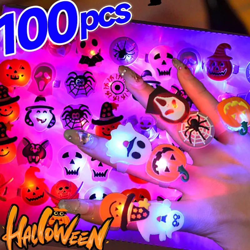 Halloween LED Flashing Rings Party Pack
