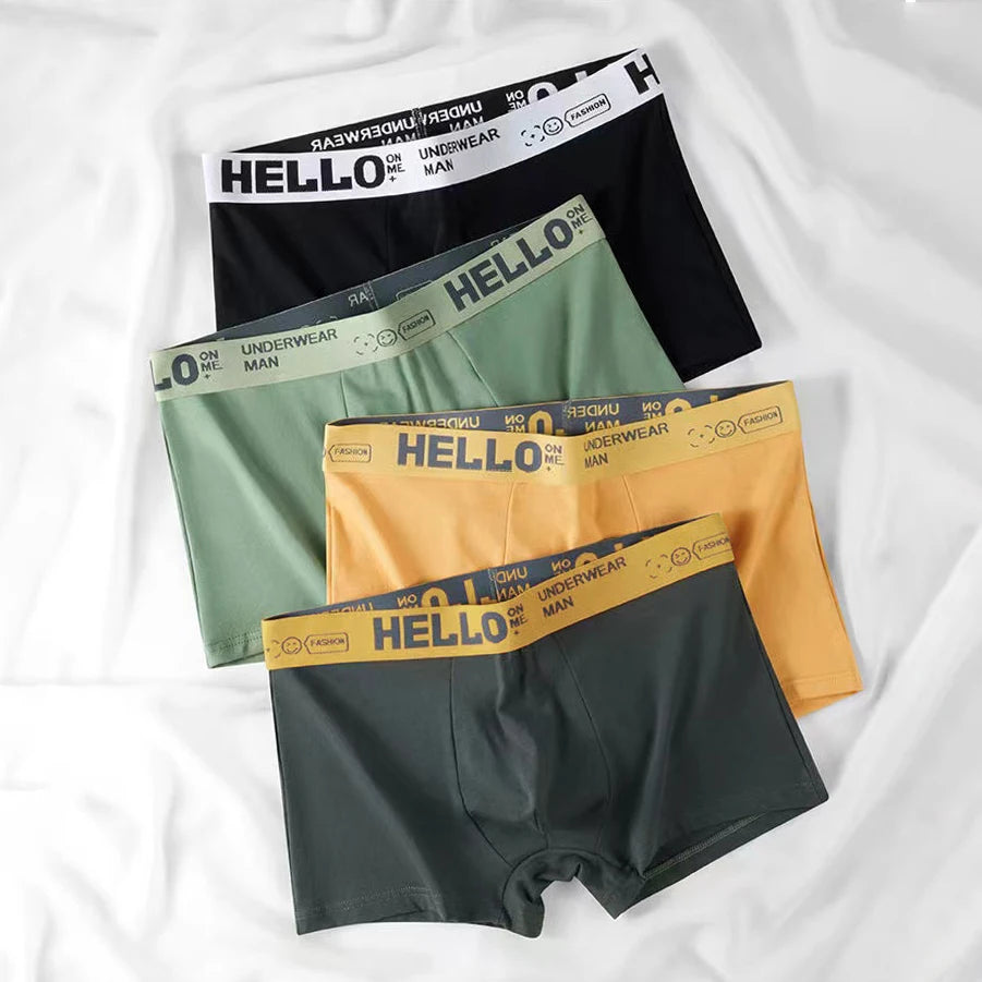 4-Pack Men's Cotton Boxer Shorts with Print Design
