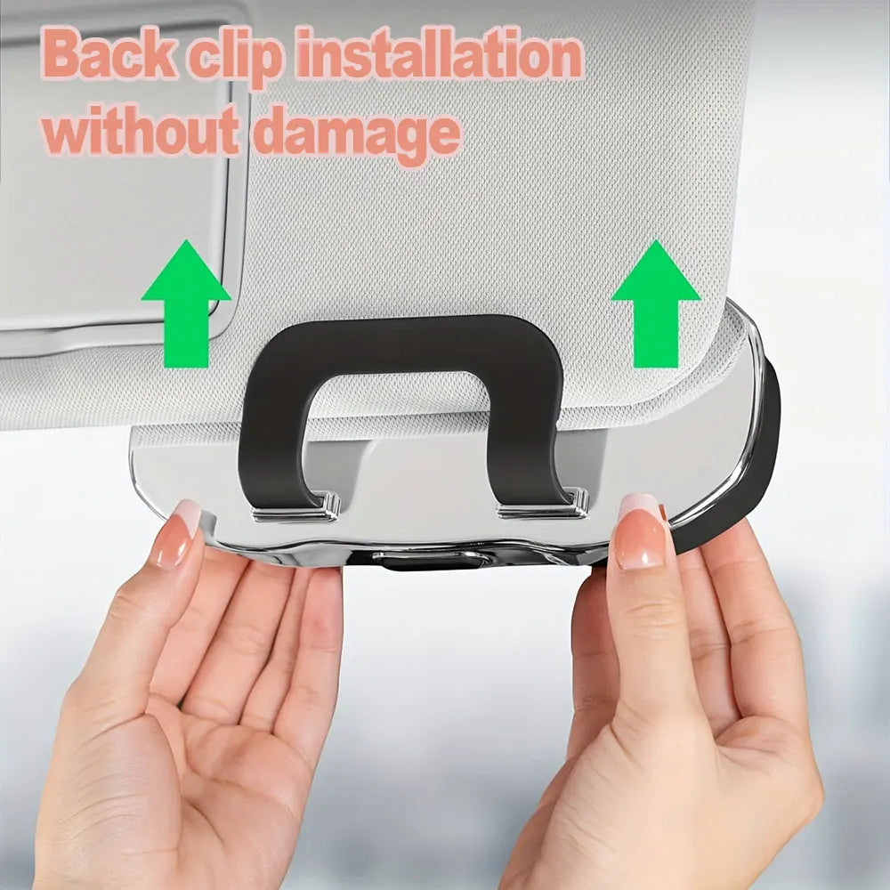 Portable Car Sunglasses Holder – Eyeglass Case & Sun Visor Clip for Driving