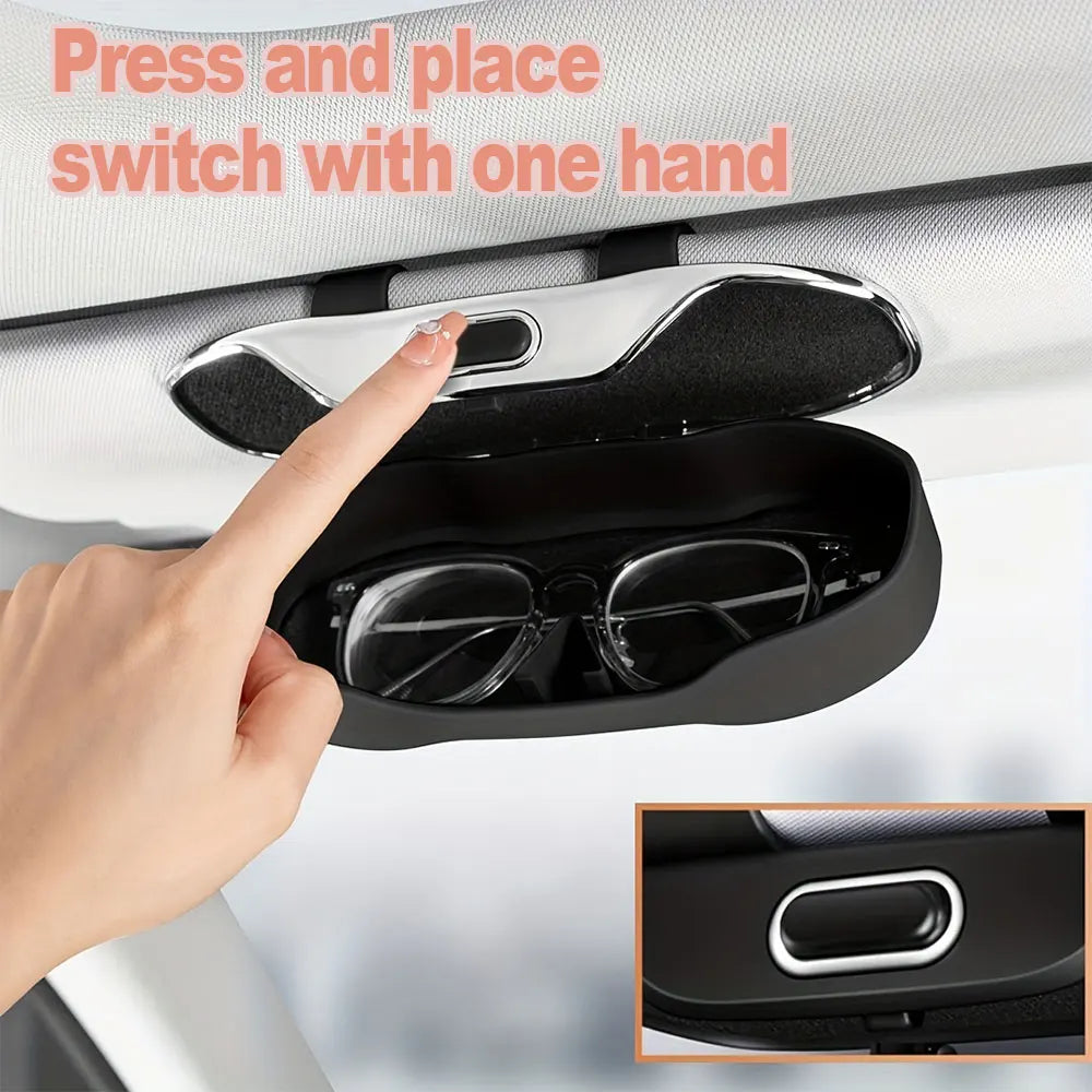 Portable Car Sunglasses Holder – Eyeglass Case & Sun Visor Clip for Driving