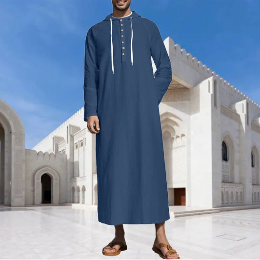 Mens Dress Muslim Robe Arab Middle Robe Long Sleeve Embroidered Pocket Long Shirt Fashionable Men's Short-sleeved Shirt
