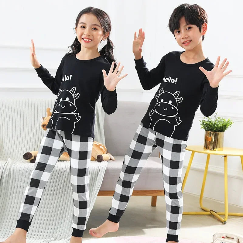 Kids Pajamas Set, 100% Cotton Soft Long Sleeve Sleepwear for Toddlers & Children Ages 2–13, Astronaut Print