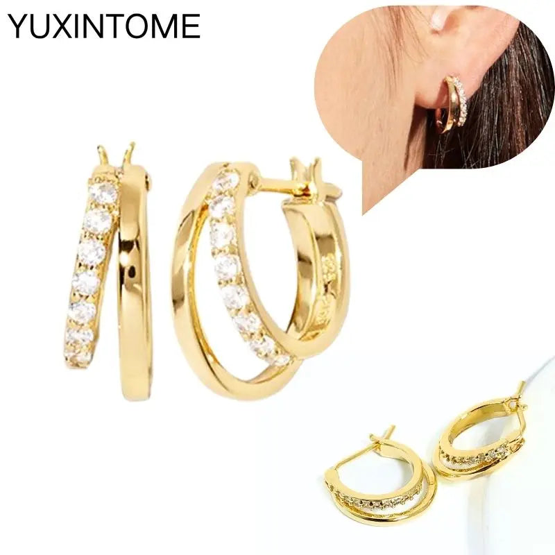 925 Sterling Silver Multi-Turn Hoop Earrings with White Zircon, Fashion Punk Jewelry for Women