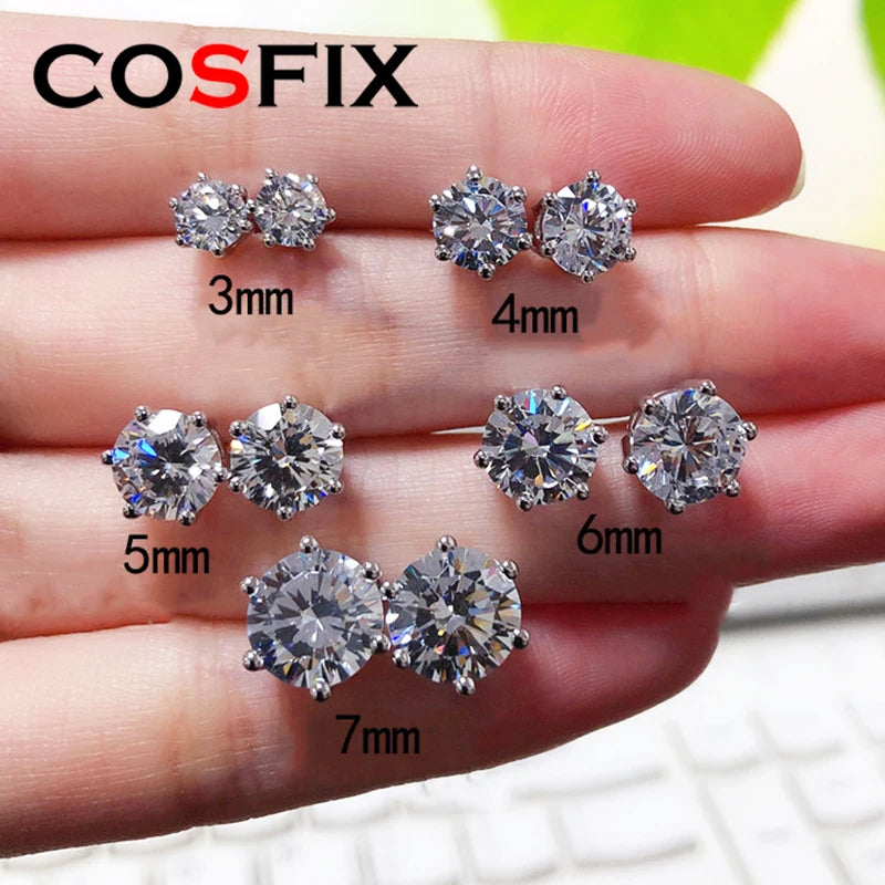 Moissanite Stud Earrings – S925 Sterling Silver Unisex Studs (1–2 CT Options)