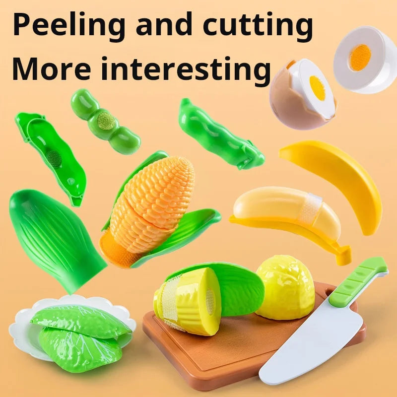 DIY Fruit & Vegetable Cutting Toy Set for Kids – Pretend Play Kitchen Food, Interactive Parent-Child Game, Birthday Gift