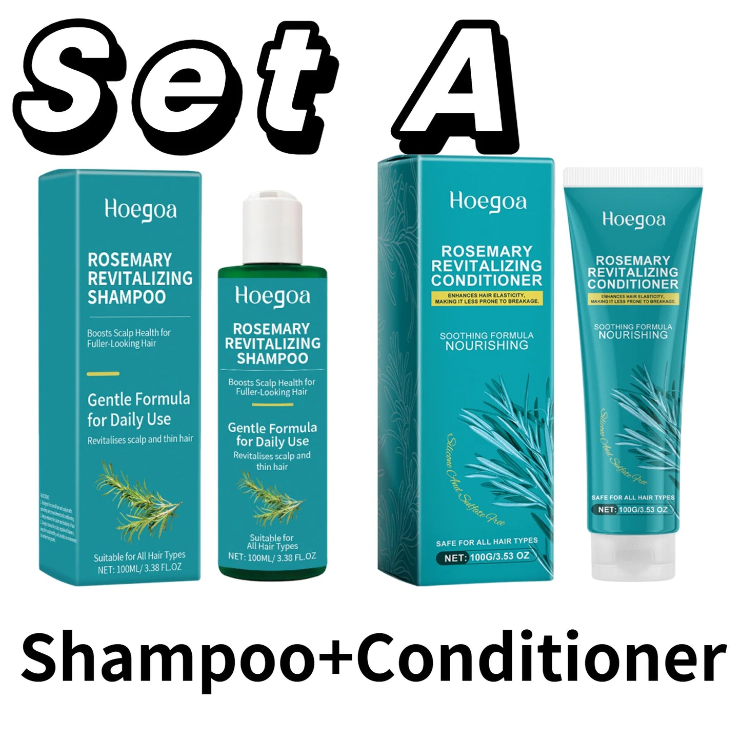 Rosemary Hair Care Set – Shampoo, Conditioner & Serum for Nourishing, Strengthening Hair and Smoothing Dry, Frizzy Hair