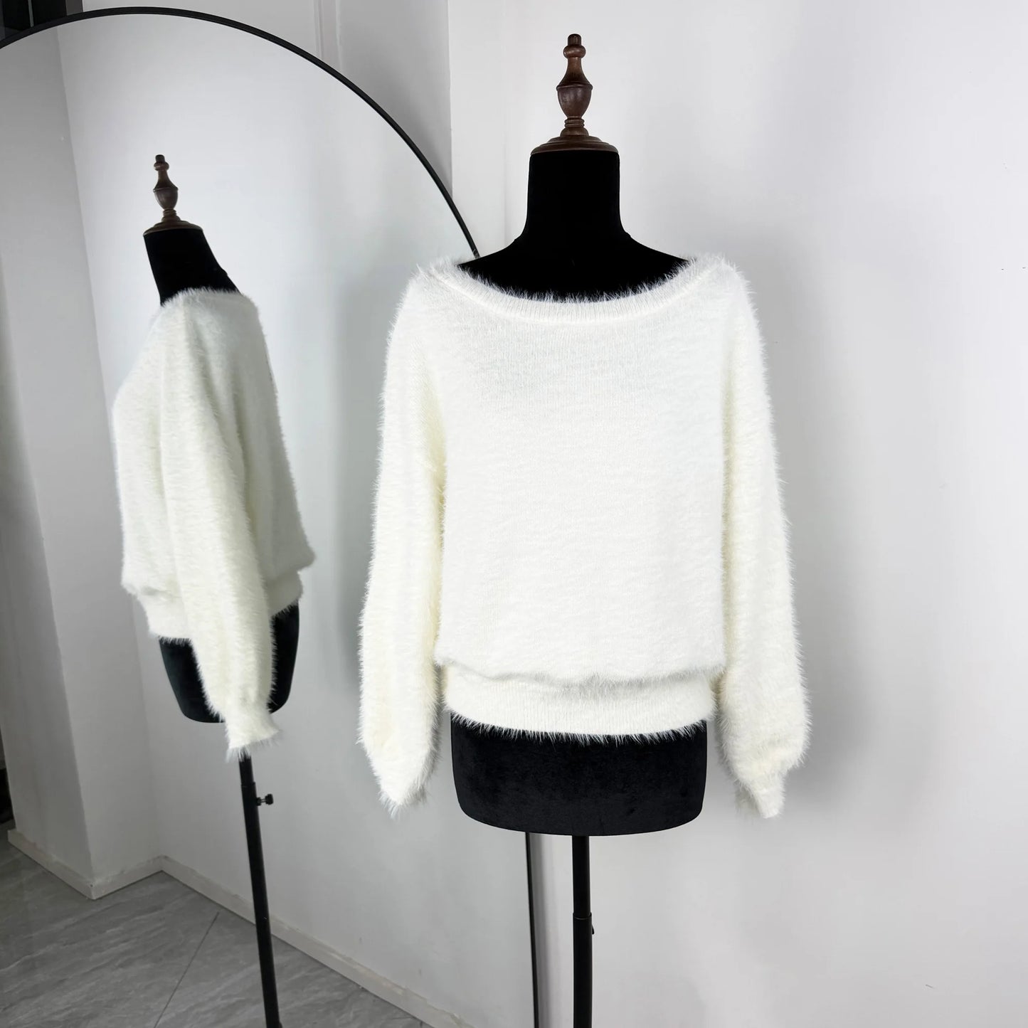 Talenza Women's Plush Pullover Sweater, Loose Fit O-Neck Long Sleeve
