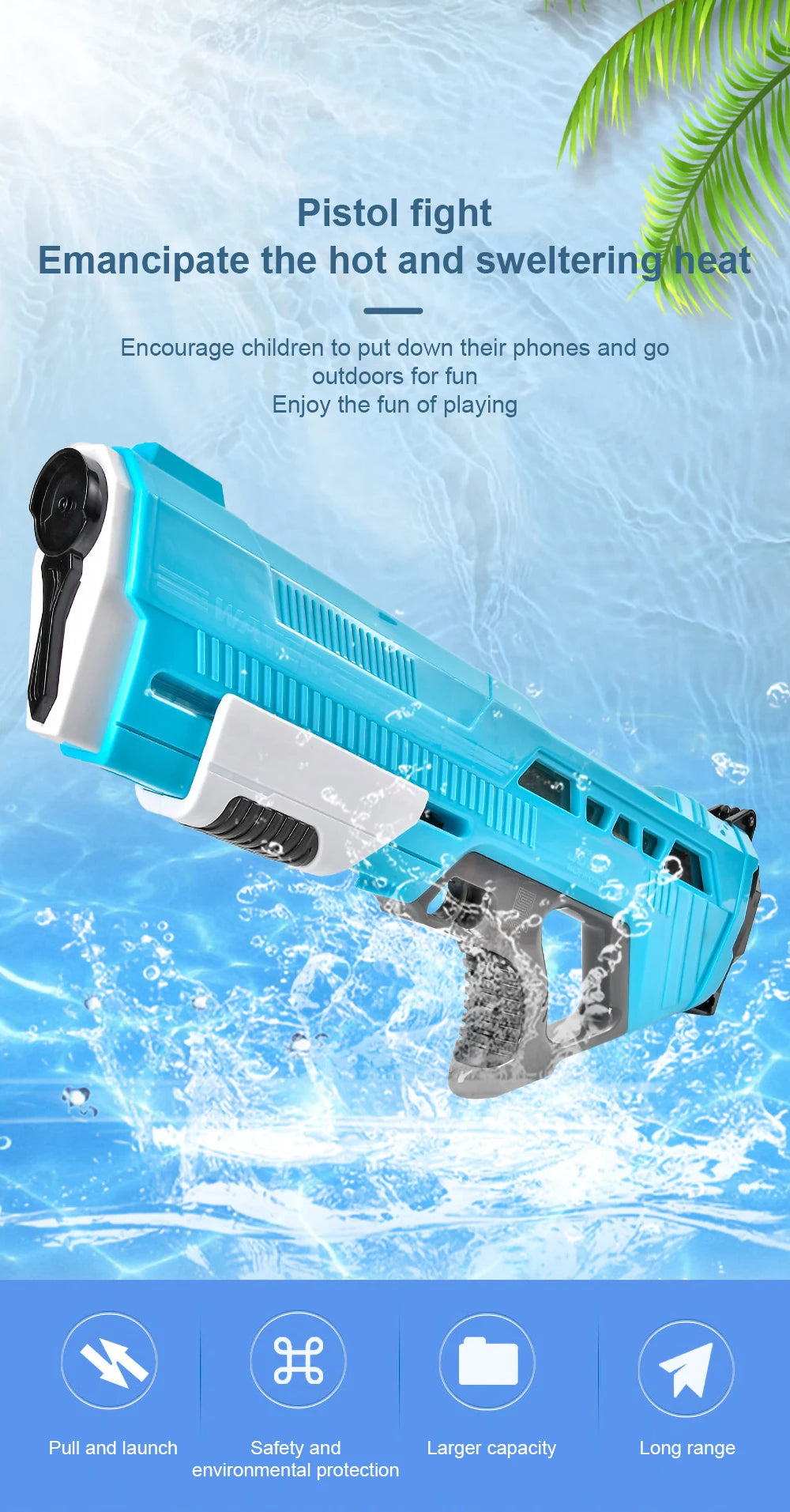 Electric High-Pressure Water Gun – Large Capacity Outdoor Toy for Kids | Summer Beach & Pool Fun