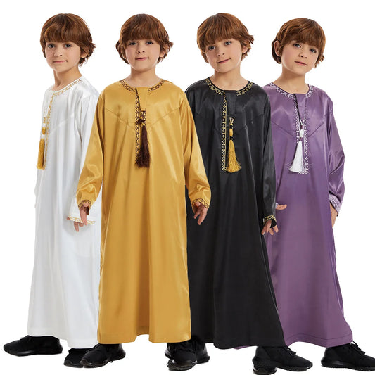Boys Eid Children Abaya Eid Ramadan Jubba Muslim Prayer Thobe Boy Kids Abayas Islam Long Robe Gown Kaftan Dubai Arab Tassel Dishdasha Jalabiya