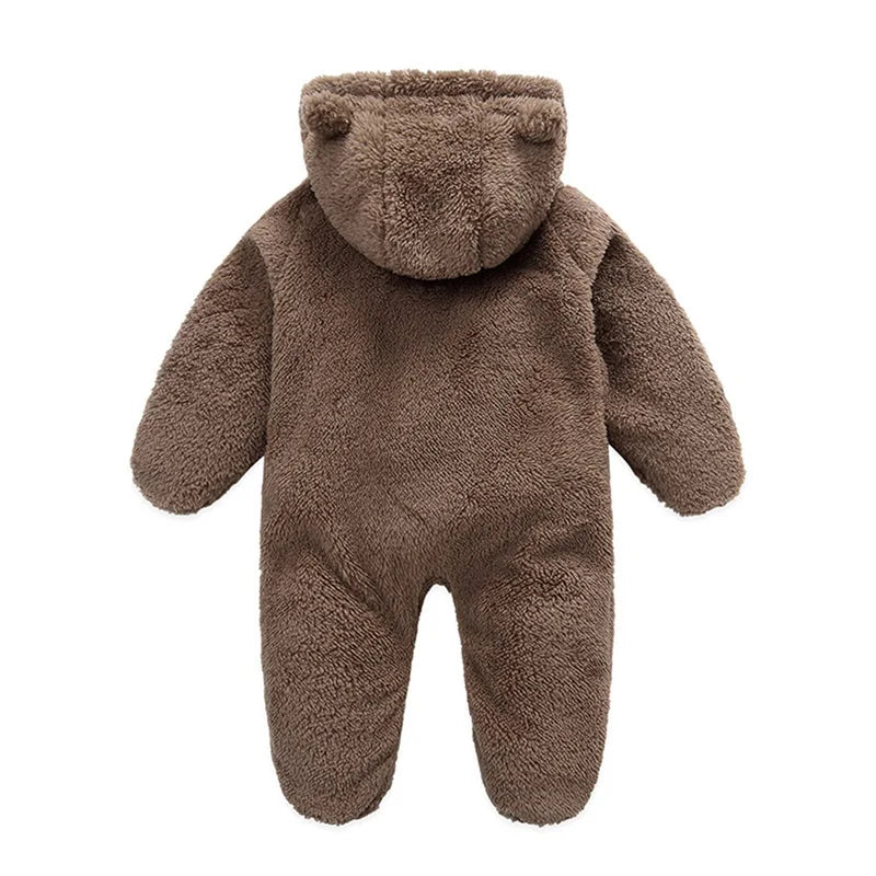 Infant Hooded Winter Romper – Long Sleeve Zipper Jumpsuit for Babies (0–12 Months)