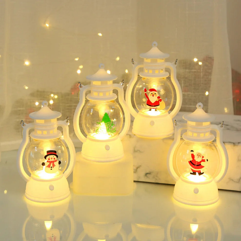 Christmas LED Lantern Light – Santa Decorative Lamp for Winter Home Display