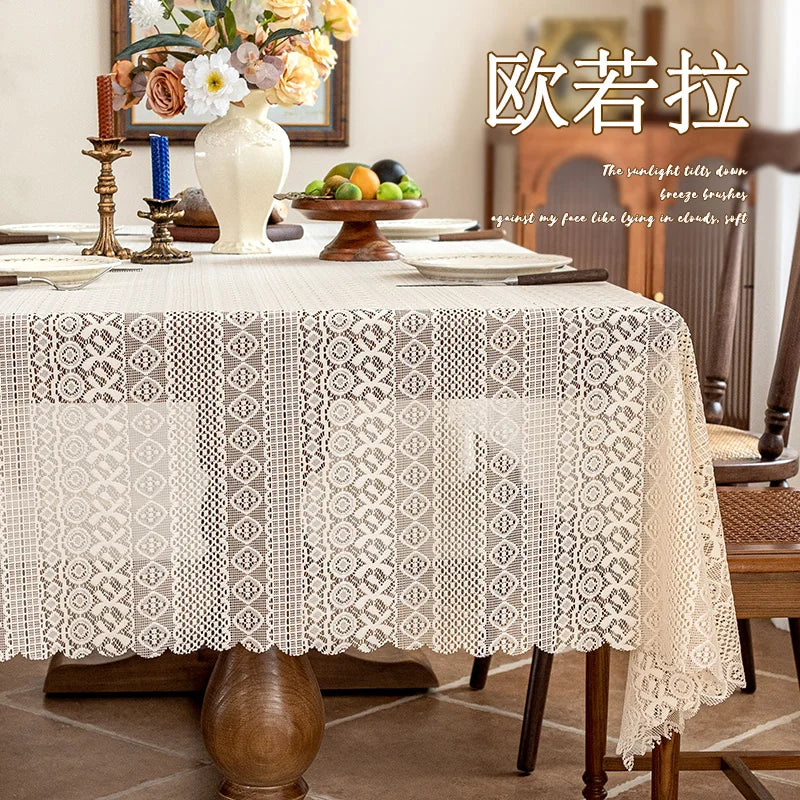 2025 New Gentle Elegant French Mesh Tablecloth Wedding Dessert Table Dining Table Decorative Tablecloth