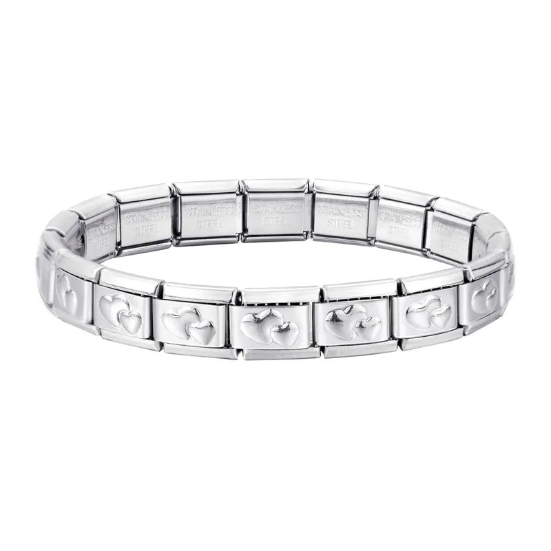 Creative Christmas Bracelet – High-Quality Stainless Steel 9mm Wide Elastic Charm Bracelet for Women, Perfect Birthday or Holiday Gift
