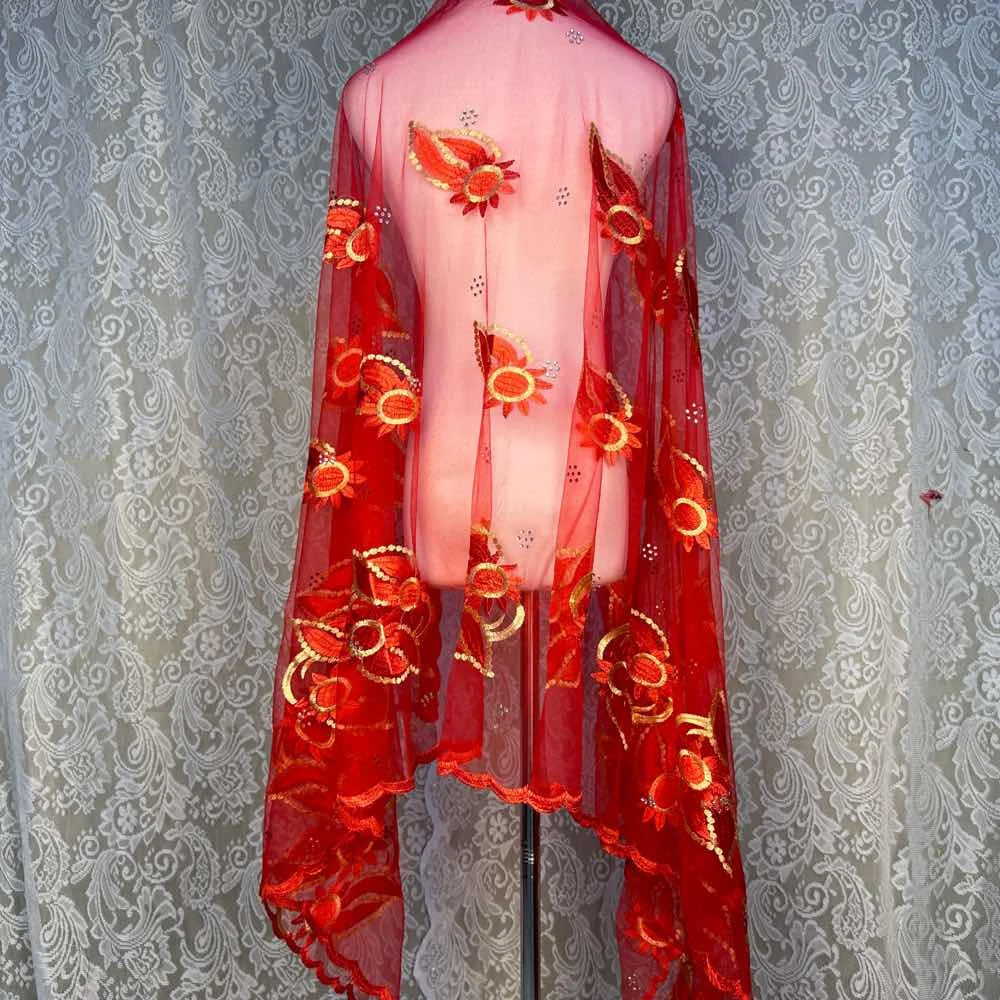 Women's Embroidered Voile Hijab Scarf