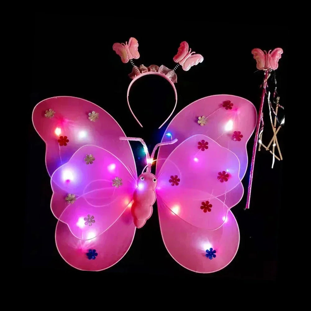LED Glowing Butterfly Wings Costume Set for Girls