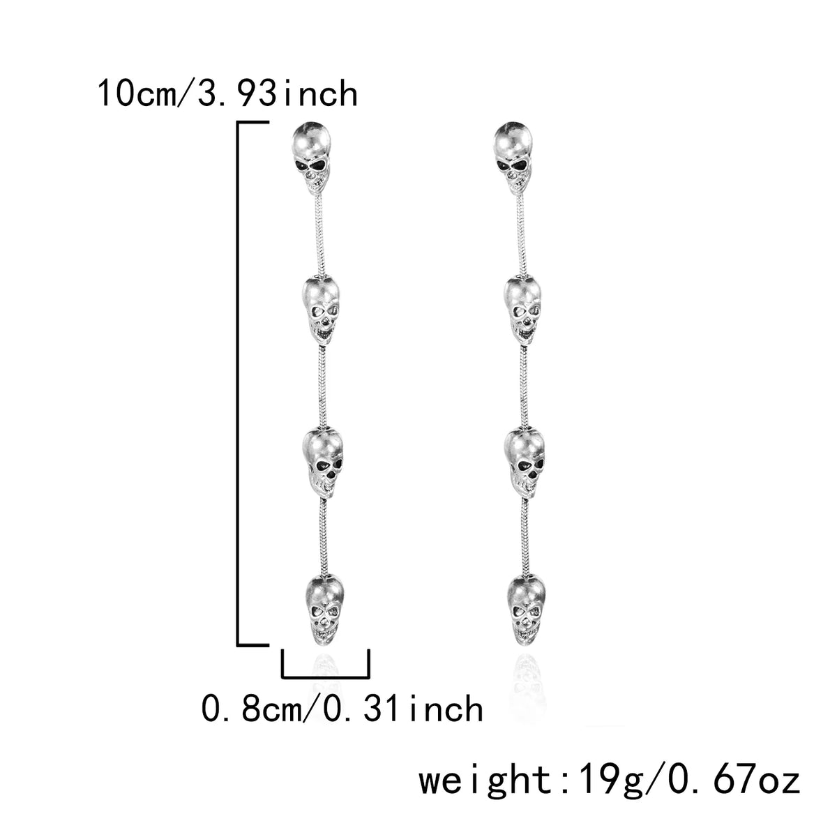 rinhoo Halloween Skull and Skeleton Dangle Earrings for Women, Gothic Zinc Alloy Statement Jewellery for Punk Outfits and Costume Parties