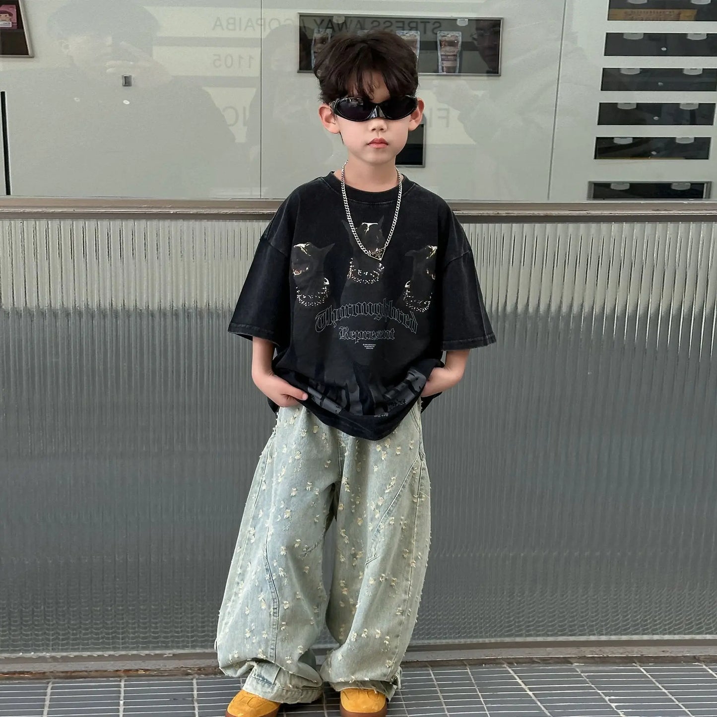 Boys Stylish Casual Jeans Trousers – Spring Solid Color Loose Fit Kids Pants