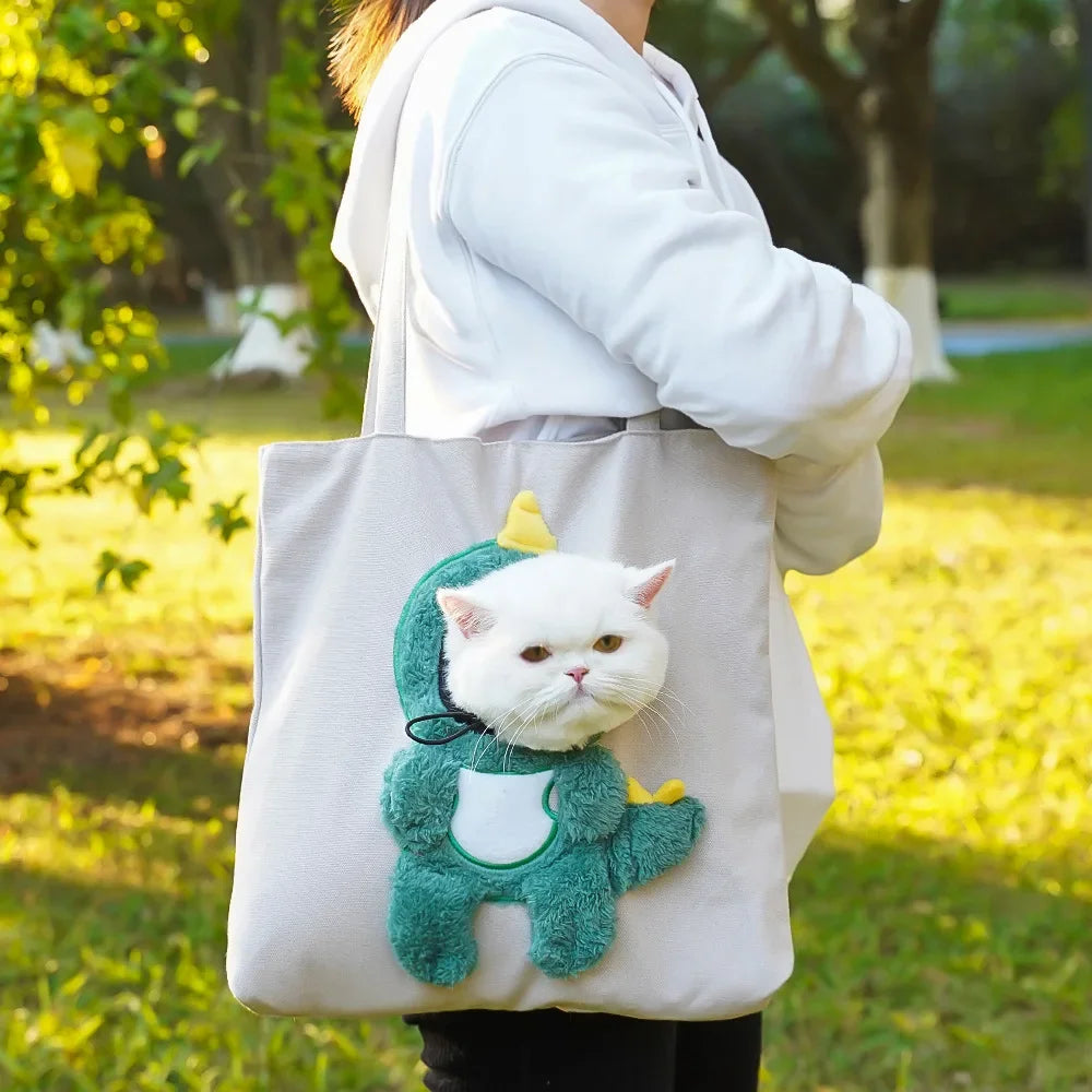 Pet Canvas Shoulder Bag Lion shaped Cat Tote Bag Comfortable Pet Tote Bag Shoulder Bag Portable Outdoor Cat Tote Bag