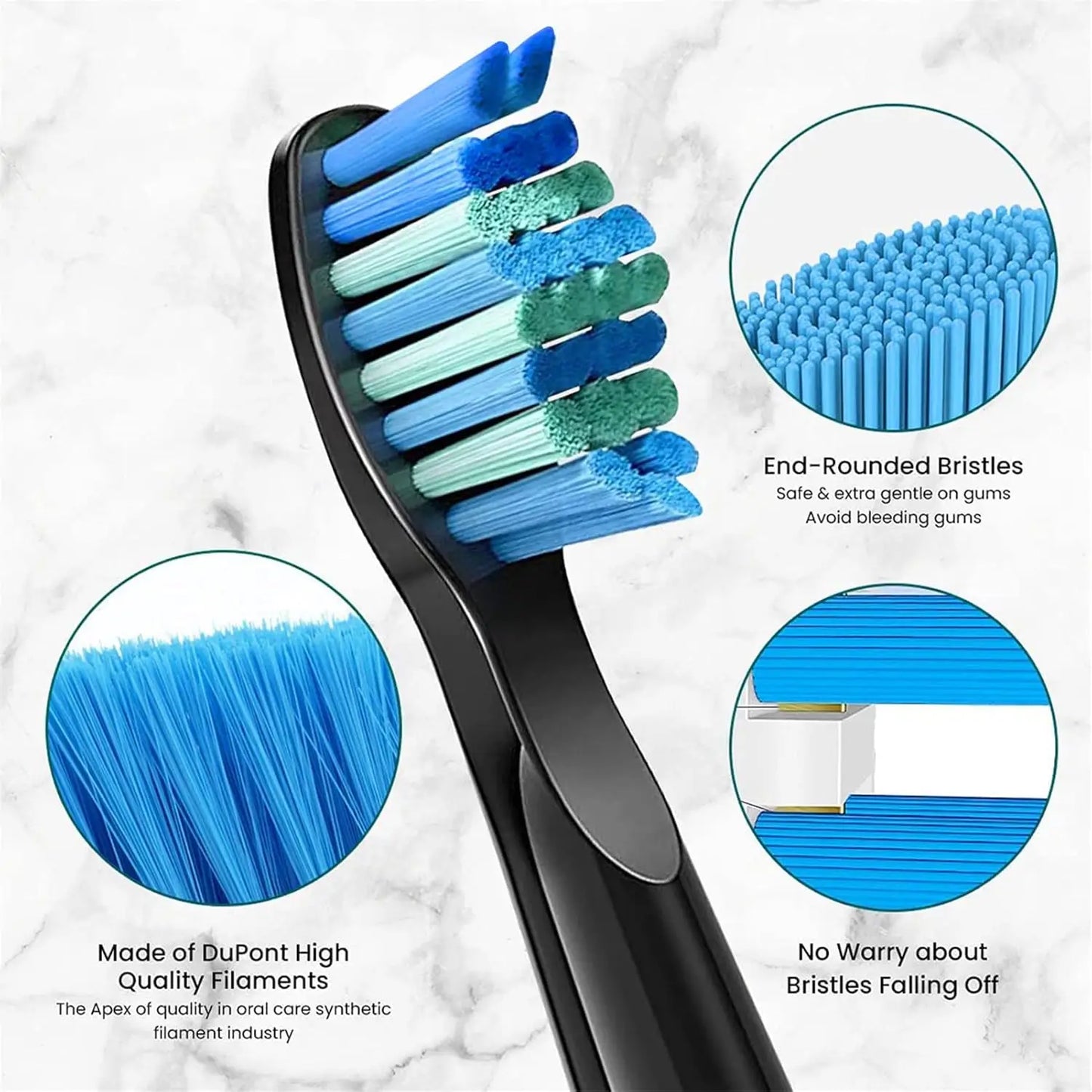 Replacement Toothbrush Heads Compatible with SG Series Electric Toothbrush Models (SG-575/507B/508/551 and More)