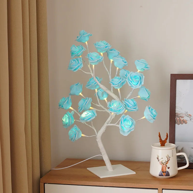 24 LED Rose Lamp, Rose Light Tree Table Top Decorations for Wedding Mother's Day Valentine’s Day Decorations, Gift for Girls Mom