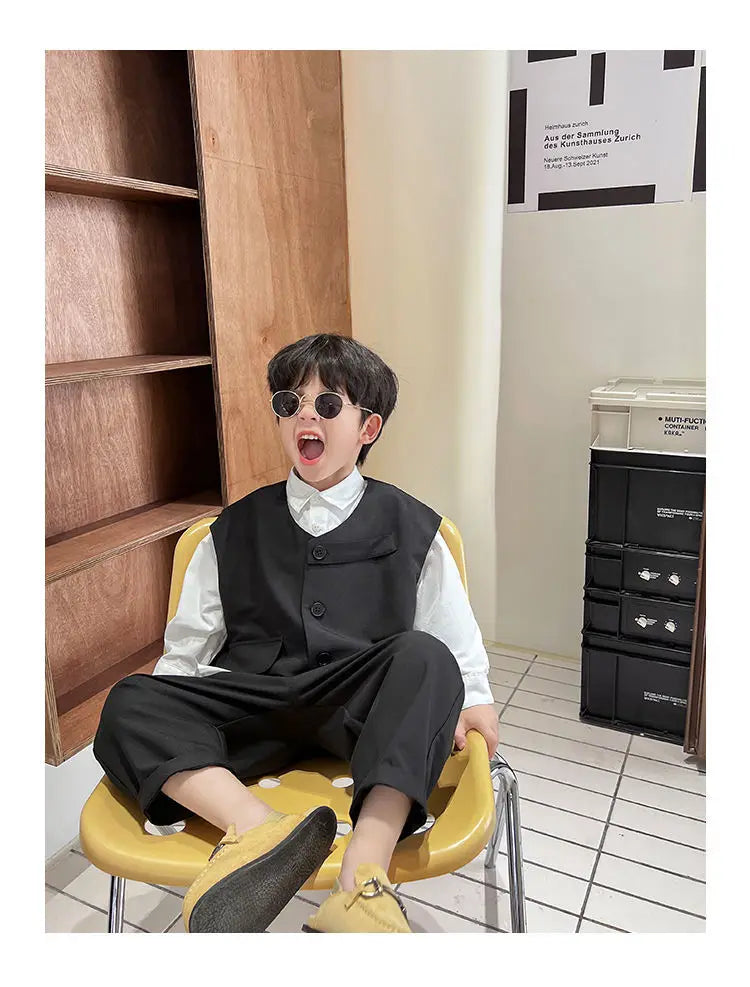 Boys 3-Piece Streetwear Clothing Set — Vest, Top & Pants