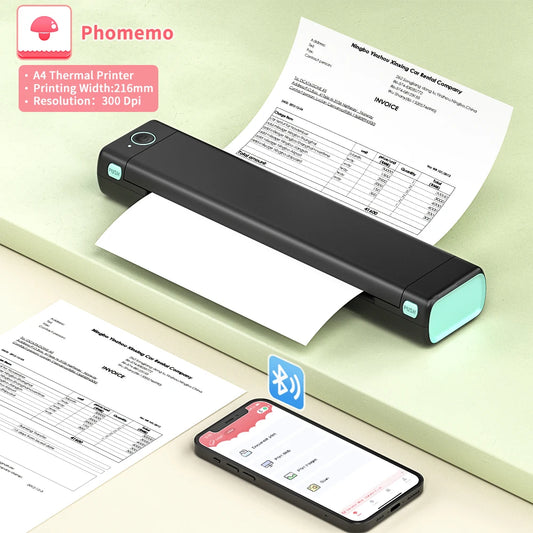 Phomemo M08F A4 Portable Thermal Printer – Bluetooth Tattoo & Document Printer, Compatible with Phones & Laptops for Home & Office Use