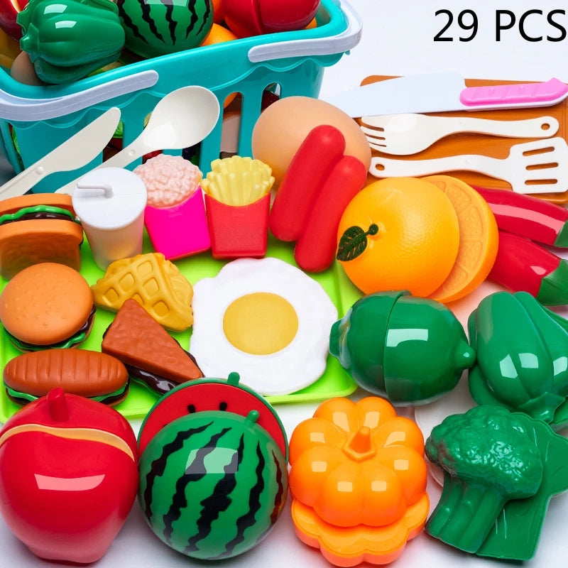 DIY Fruit & Vegetable Cutting Toy Set for Kids – Pretend Play Kitchen Food, Interactive Parent-Child Game, Birthday Gift