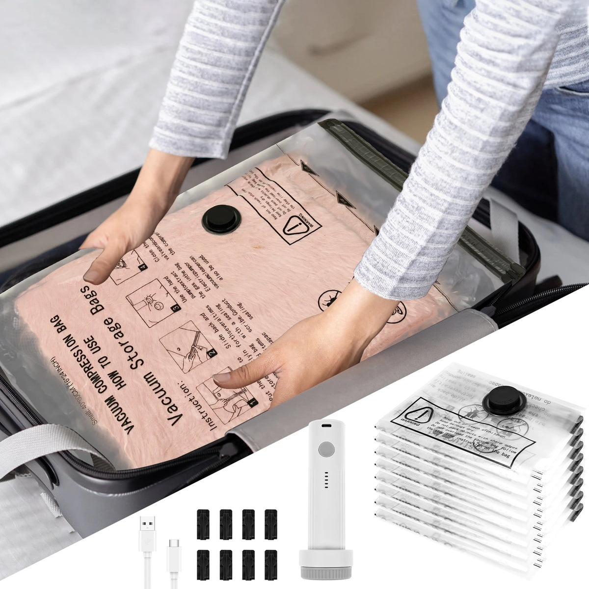 Vacuum Storage Bag Set with USB Electric Pump