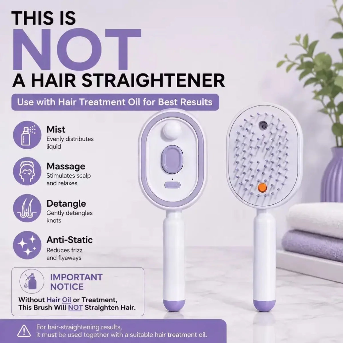 Plastic Hair Brush with Spray Feature