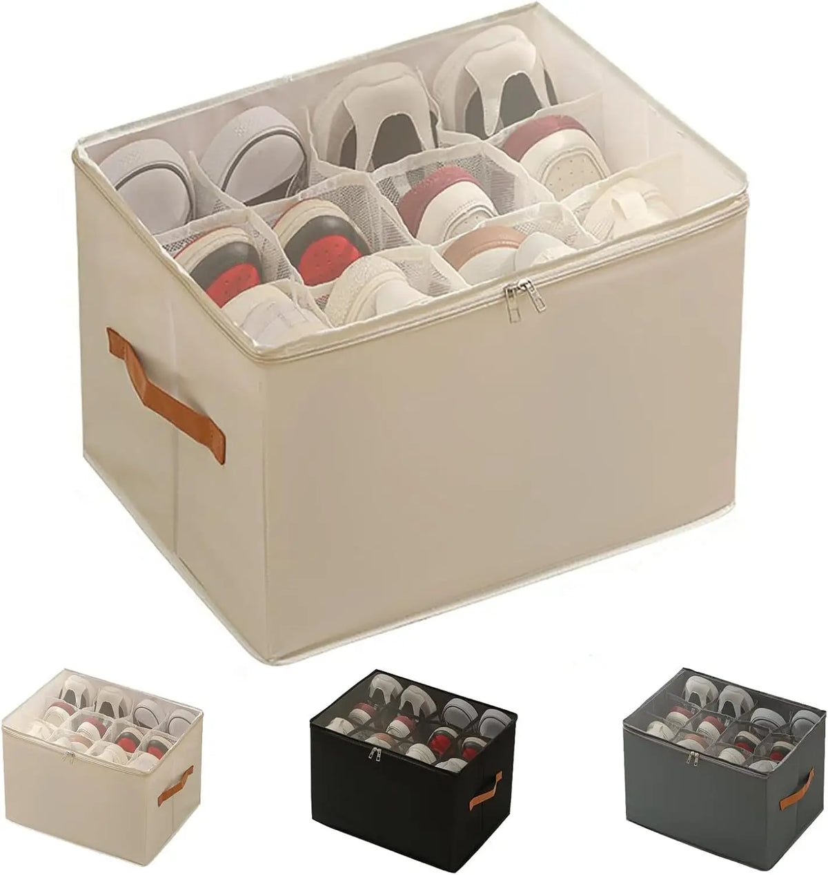 Foldable Shoe Storage Organizer with Clear Lid