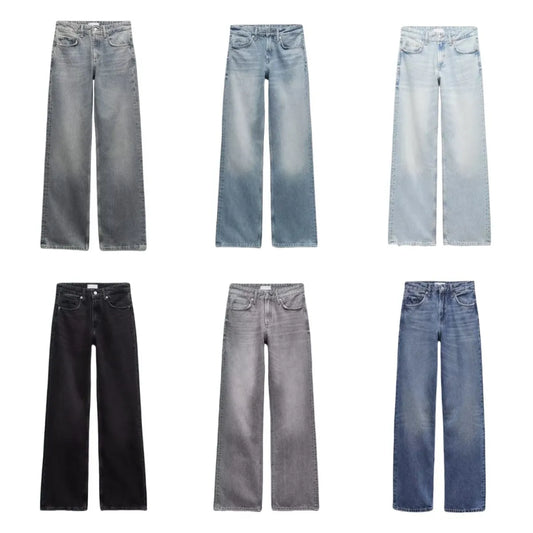Women’s High-Waist Straight-Leg Jeans – Classic Long Denim Pants, Casual Autumn/Winter Style