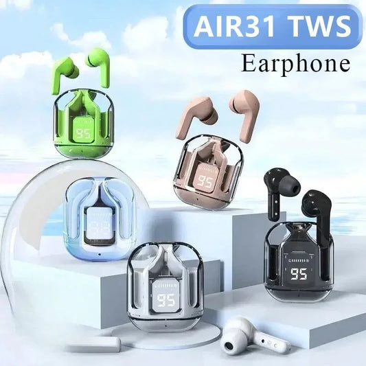 T2 Bluetooth 5.0 Wireless Earbuds, HiFi Stereo Sound, Transparent Case, LED Power Display Headphones