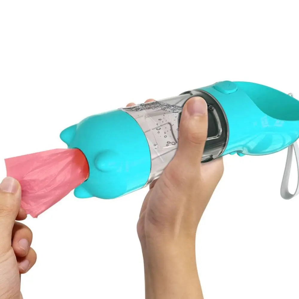 300/500ml 3-in-1 Leak-Proof Pet Water & Food Dispenser with Trash Bag Box and Shovel – Portable Dog Water Bottle and Food Feeder for Puppies and Dogs