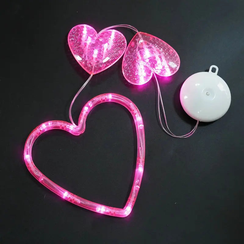 Heart-Shaped LED Window Light with Timer – Valentine’s Day Hanging Decoration