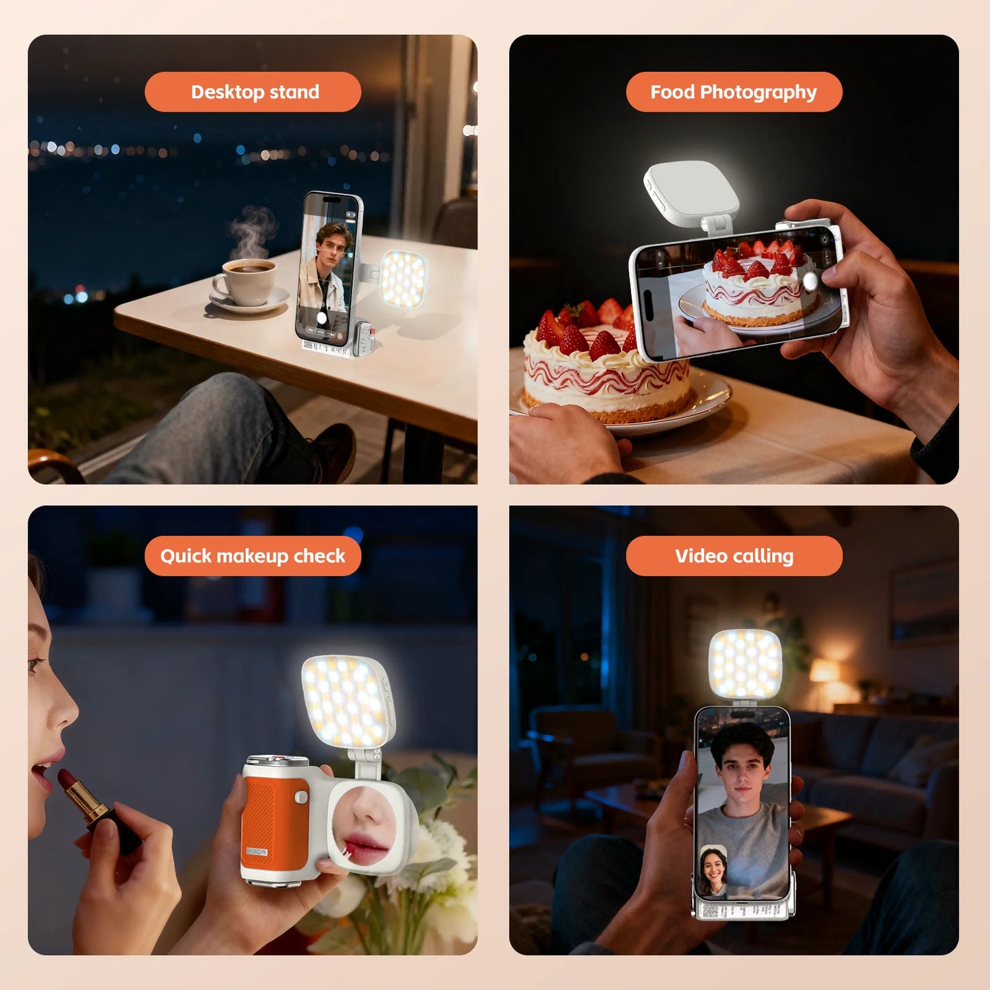 iPhone Camera Assistant with 1-Click Lens Flip Shutter Grip, Detachable Charging Remote, Optional Fill Light & Mirror for Smartphones