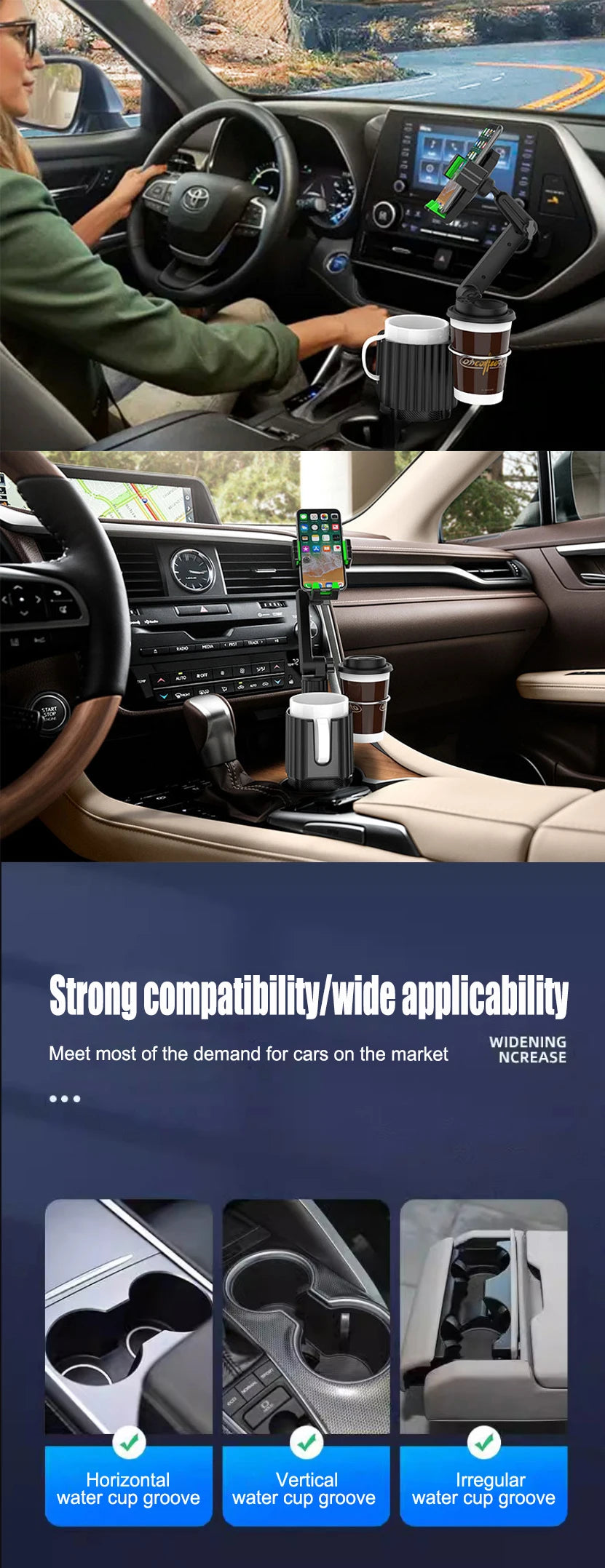 Universal 360 Degree Car Cup Holder Phone Mount