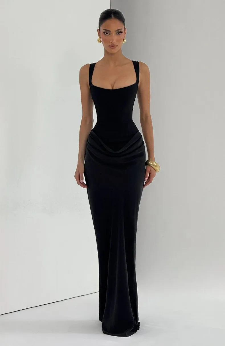 Fishbone Strap Evening Dress
