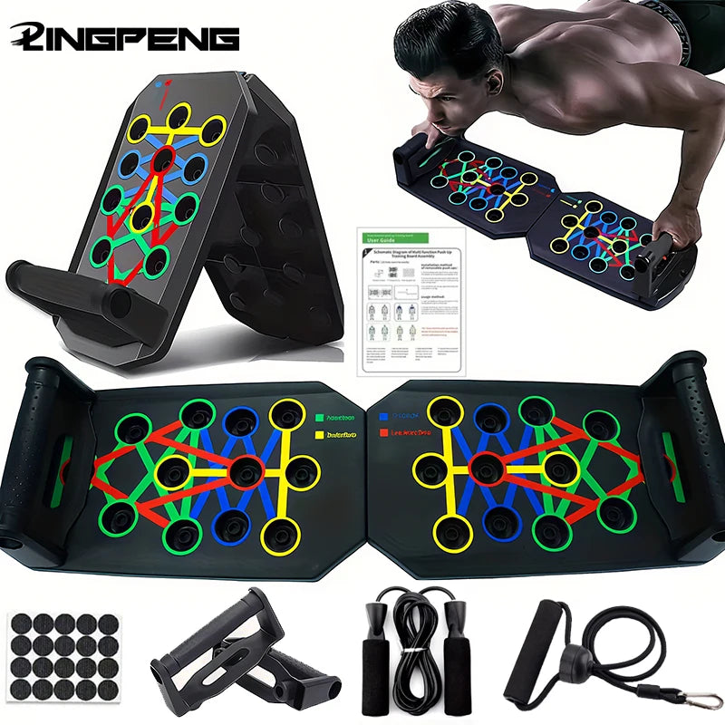 Portable Foldable Push-Up Board Set with Handles – Multi-Function Fitness Training Equipment