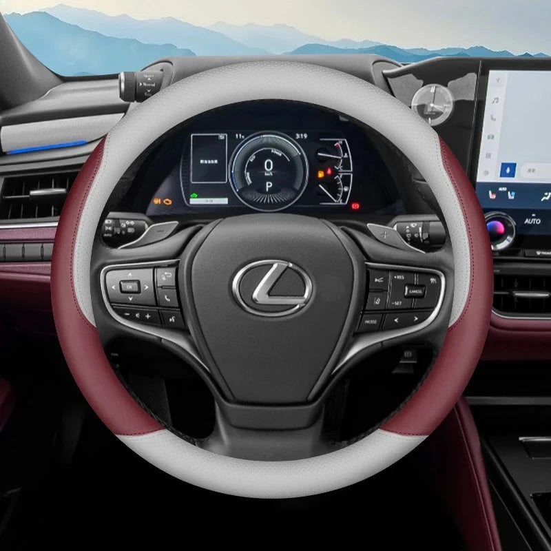 Faux Leather Steering Wheel Cover for 37–38 cm Wheels