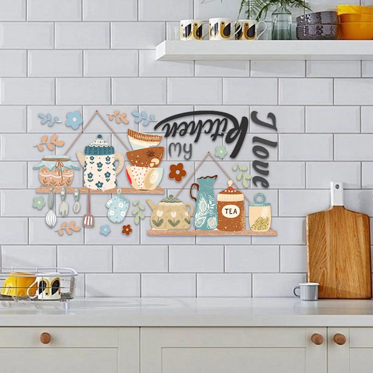30*60cm Cartoon Pattern Wall Stickers DIY Cafe Restaurant Living Room Home Decoration Self-adhesive Kitchen Decorative Stickers