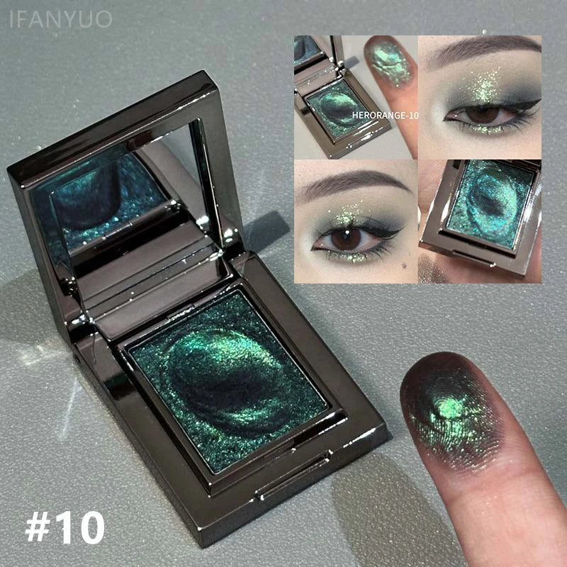 Chameleon Dark Green Eyeshadow Palette – Pearlescent Shimmer, Smooth Blendable Formula, Easy Application, Long-Lasting Brightening Makeup