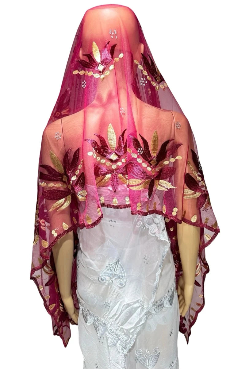 Women's Embroidered Voile Hijab Scarf