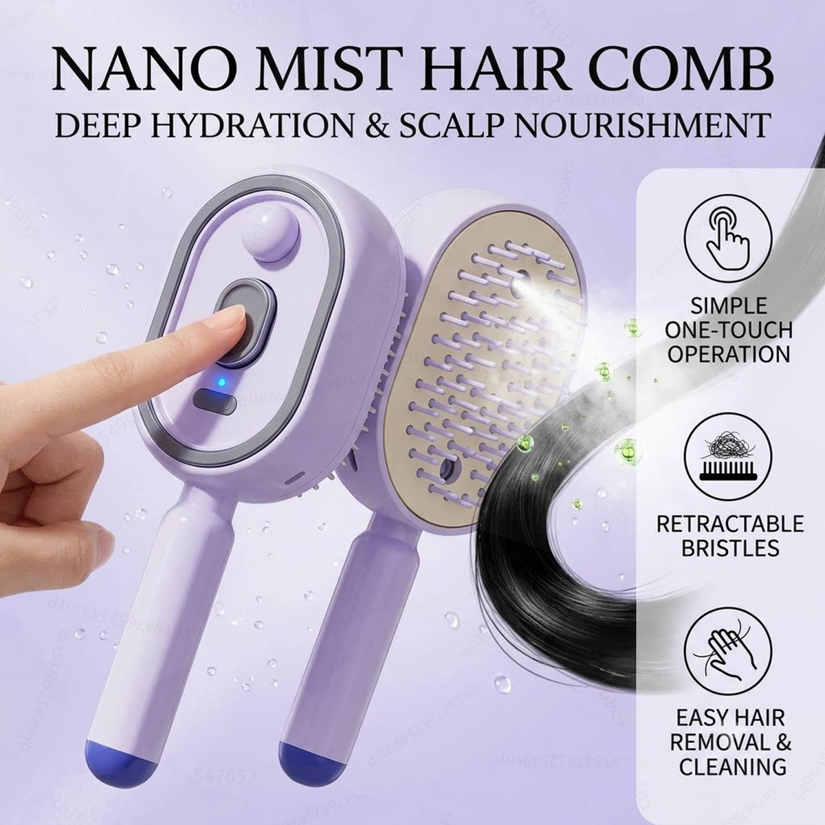 Plastic Hair Brush with Spray Feature