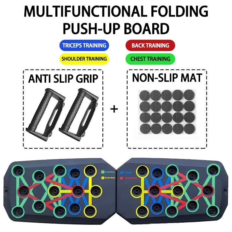 Portable Foldable Push-Up Board Set with Handles – Multi-Function Fitness Training Equipment