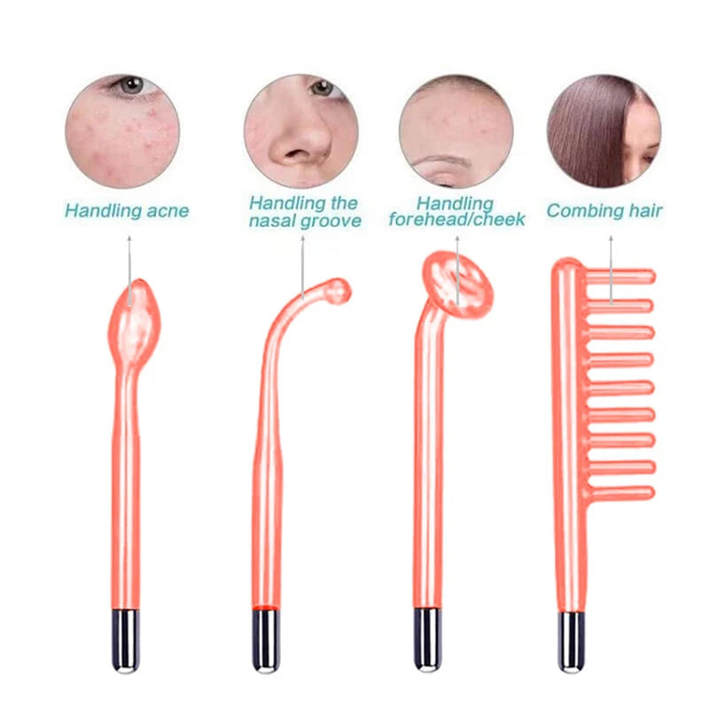 4-in-1 High-Frequency Facial Wand – Galvanic Therapy Tool for Acne, Anti-Aging, Hair Growth & Skin Care