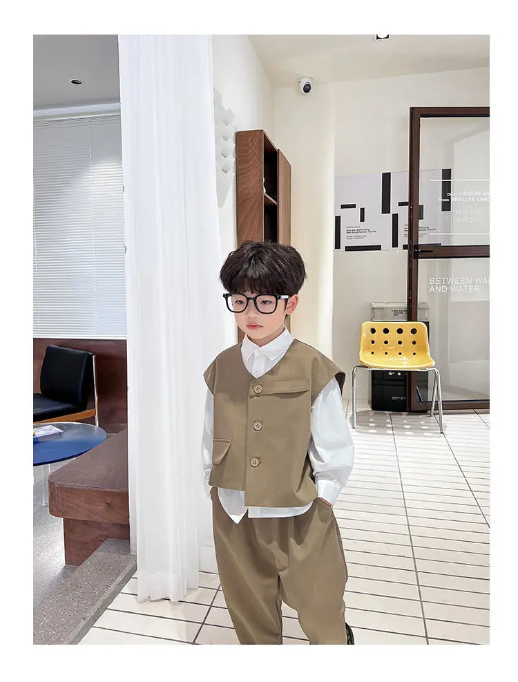 Boys 3-Piece Streetwear Clothing Set — Vest, Top & Pants