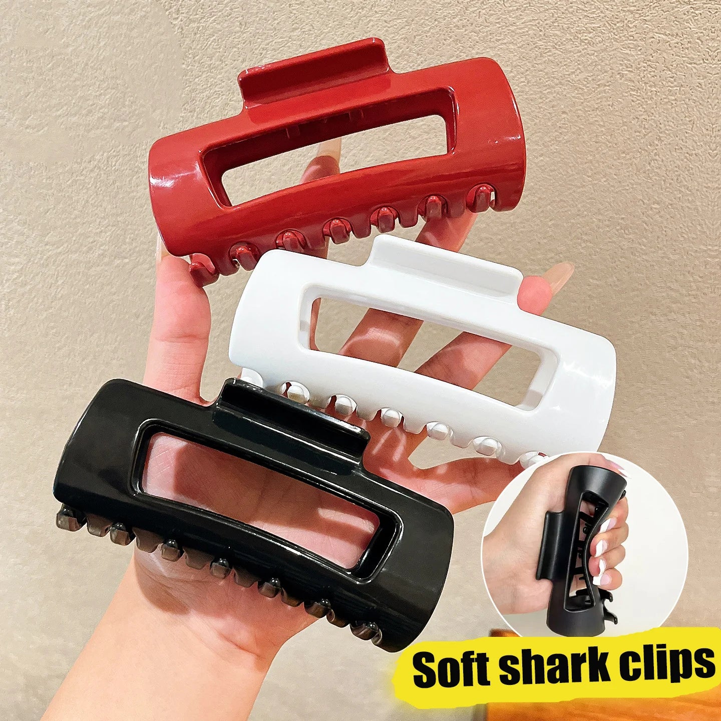 Soft Silicone Shark Hair Clip – Anti-Slip, Anti-Collision Back-of-Head Protection, Durable & Comfortable Women’s Hair Claw