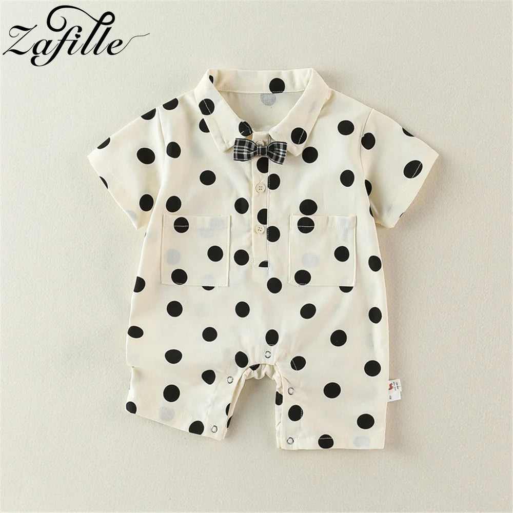 ZAFILLE Twins Baby Clothes Summer Brother Sister Matching Outfit Dots Print Newborn Bodysuit Dress For Kids Boys Girls Costume