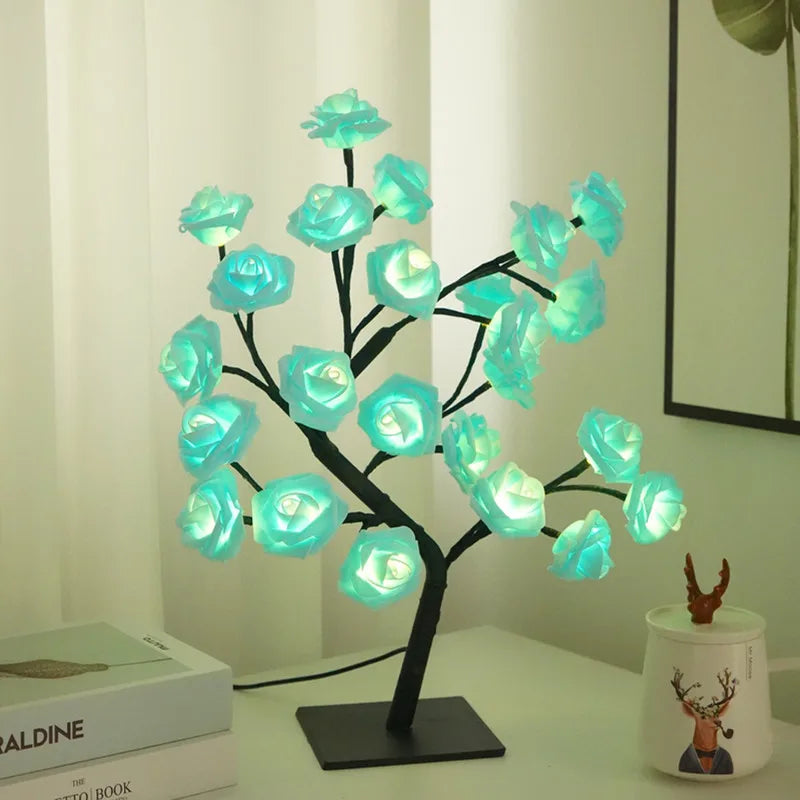 24 LED Rose Lamp, Rose Light Tree Table Top Decorations for Wedding Mother's Day Valentine’s Day Decorations, Gift for Girls Mom