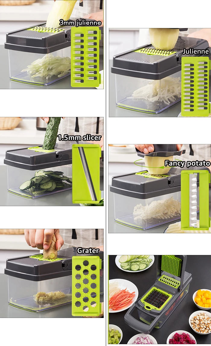 Vegetable Slicer and Grater with Collection Container
